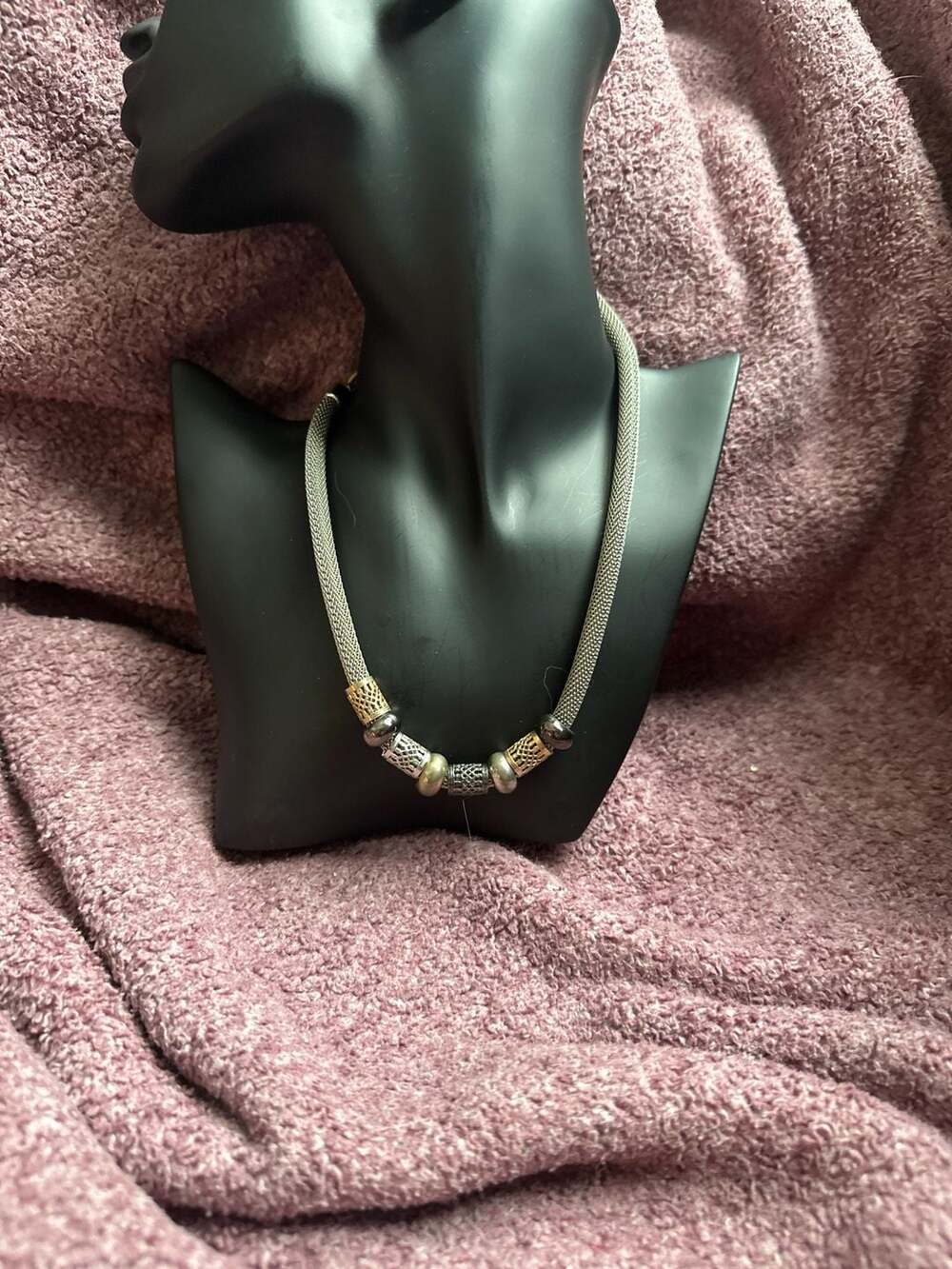 Erica Zap Thick Mesh Strand Necklace with Multi Floating Filigree Beads
